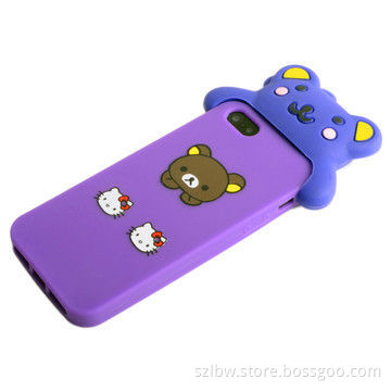 Cute Animal Double-sided Bear Silicone Case, Comes in Purple Color, Durable-to-use